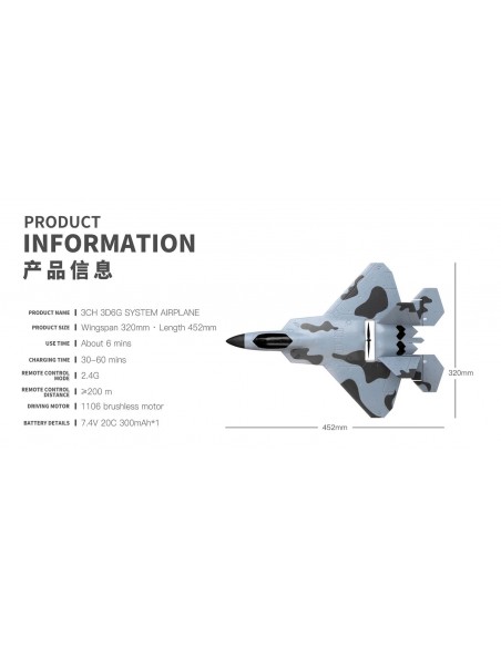 WL Toys F-22 Raptor 3Ch Electric Radio Controlled Jet Plane 2.4GHz with 3D/6G Optional Autopilot - photo23 - pic 2896 | FastDaddyshop