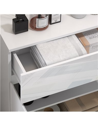 Kleankin High Gloss Bathroom Storage Cabinet with Doors and Adjustable Shelf, White