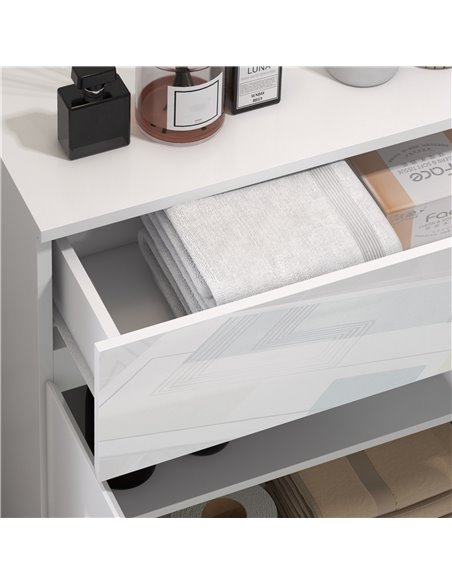 Kleankin High Gloss Bathroom Storage Cabinet with Doors and Adjustable Shelf, White - pic 28967 | FastDaddyshop