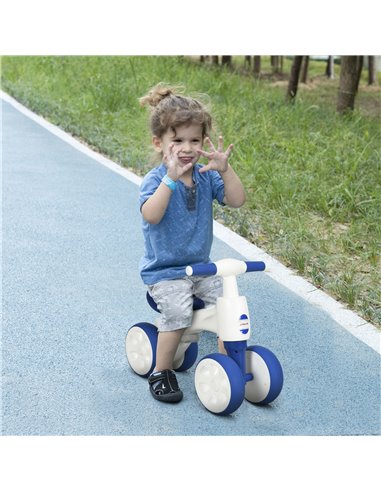 AIYAPLAY Balance Bike for 18-36 Months with Anti Slip Handlebars, 4 Wheels, No Pedal, Gift for Boys and Girls - Blue