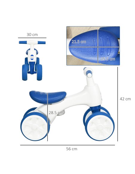 AIYAPLAY Balance Bike for 18-36 Months with Anti Slip Handlebars, 4 Wheels, No Pedal, Gift for Boys and Girls - Blue - pic 28970 | FastDaddyshop
