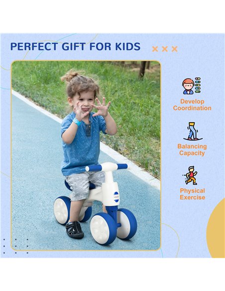 AIYAPLAY Balance Bike for 18-36 Months with Anti Slip Handlebars, 4 Wheels, No Pedal, Gift for Boys and Girls - Blue - pic 28974 | FastDaddyshop