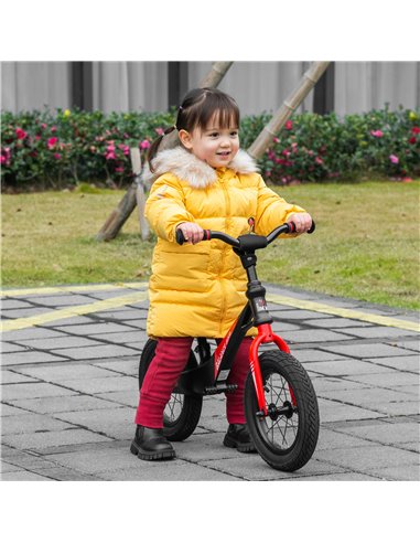 HOMCOM Kids Balance Bike with Air Filled Tires, Adjustable Handlebar, Padded Seat, Red-Black
