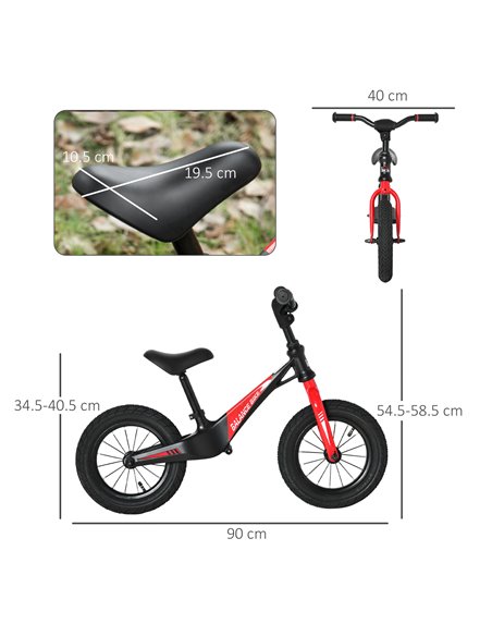 HOMCOM Kids Balance Bike with Air Filled Tires, Adjustable Handlebar, Padded Seat, Red-Black - pic 28979 | FastDaddyshop
