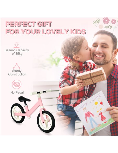 AIYAPLAY 12" Kids Balance Bike, No Pedal Training Bike for Children with Adjustable Seat, 360° Rotation Handlebars - Pink - pic 28991 | FastDaddyshop