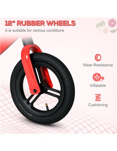 AIYAPLAY 12" Kids Balance Bike with Adjustable Seat, Red 370-297V00RD