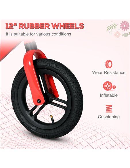 AIYAPLAY 12" Kids Balance Bike with Adjustable Seat, Red 370-297V00RD - pic 28999 | FastDaddyshop
