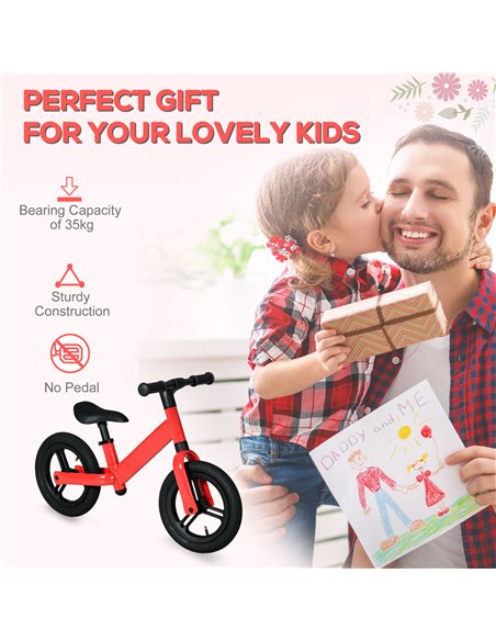 AIYAPLAY 12" Kids Balance Bike, No Pedal Training Bike for Children with Adjustable Seat, 360° Rotation Handlebars - Red - pic 29000 | FastDaddyshop