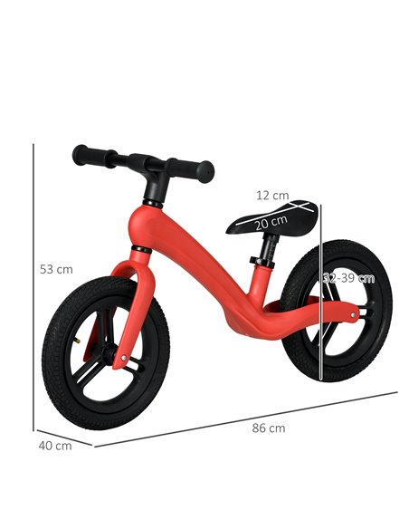 AIYAPLAY 12" Kids Balance Bike, Lightweight Training Bike for Children No Pedal with Adjustable Seat, Rubber Wheels - Red - pic 29006 | FastDaddyshop