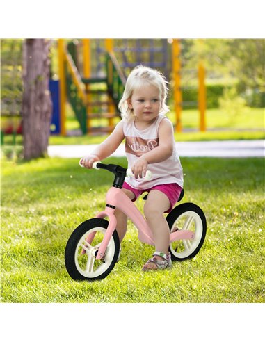 AIYAPLAY 12" Kids Balance Bike, Lightweight Training Bike for Children No Pedal with Adjustable Seat, Rubber Wheels - Pink