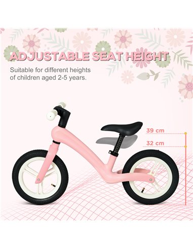 AIYAPLAY 12" Lightweight Kids Balance Bike with Rubber Wheels, Pink 370-296V00PK