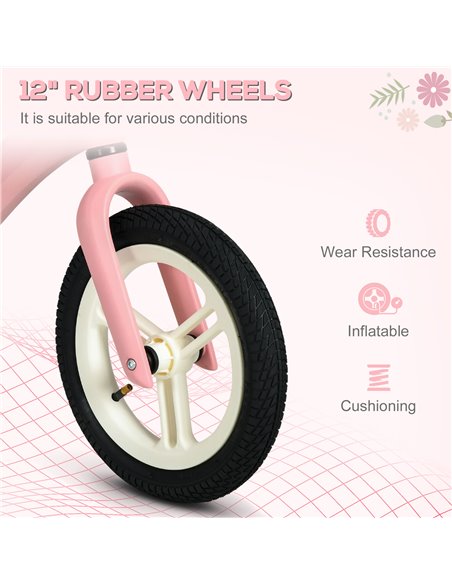 AIYAPLAY 12" Lightweight Kids Balance Bike with Rubber Wheels, Pink 370-296V00PK - pic 29017 | FastDaddyshop