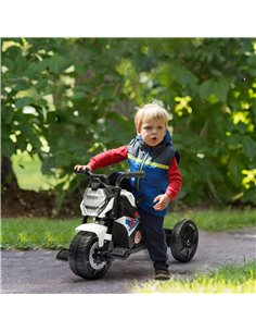 AIYAPLAY Motorcycle Design 3 in 1 Toddler Trike, Sliding Car, Balance Bike with Headlight, Music, Horn, White 2