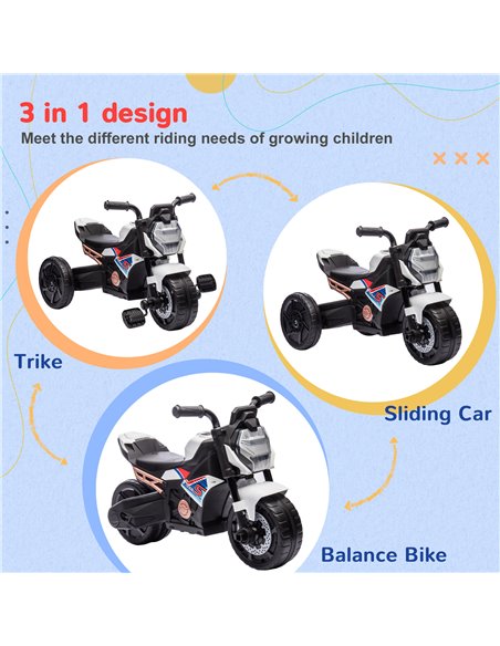 AIYAPLAY Motorcycle Design 3 in 1 Toddler Trike, White 370-275V00WT - pic 29026 | FastDaddyshop