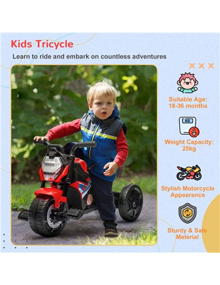 AIYAPLAY Motorcycle Design 3 in 1 Toddler Trike, Sliding Car, Balance Bike with Headlight, Music, Horn, Red - pic 29033 | FastDaddyshop