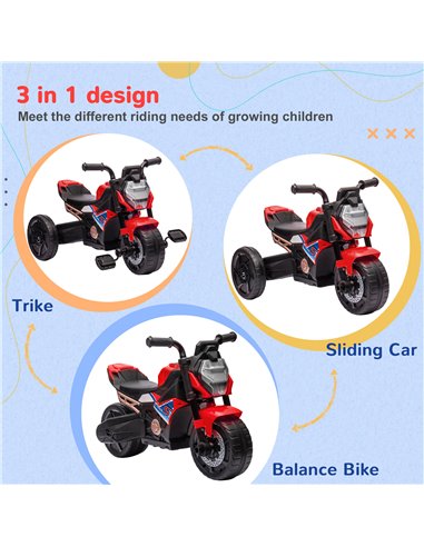 AIYAPLAY Motorcycle Design 3 in 1 Toddler Trike, Red 370-275V00RD