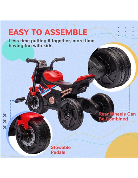 AIYAPLAY Motorcycle Design 3 in 1 Toddler Trike, Sliding Car, Balance Bike with Headlight, Music, Horn, Red - pic 29036 | FastDaddyshop