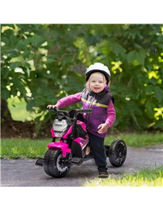AIYAPLAY Motorcycle Design 3 in 1 Toddler Trike, Sliding Car, Balance Bike with Headlight, Music, Horn, Pink 2