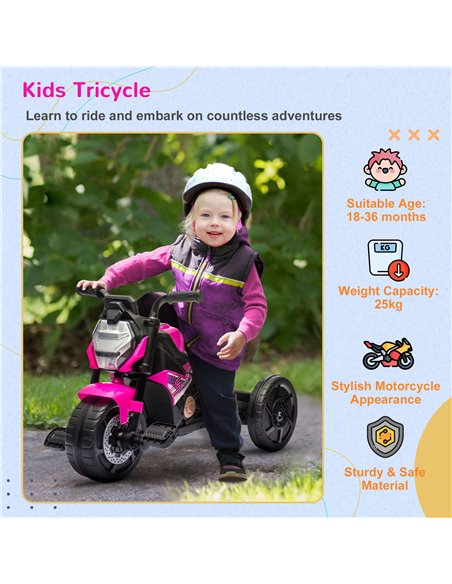AIYAPLAY Motorcycle Design 3 in 1 Toddler Trike, Pink 370-275V00PK - pic 29043 | FastDaddyshop