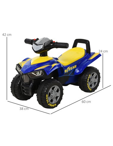 HOMCOM Toddlers Sound Effect PP Quad Bike Walker Yellow-Blue