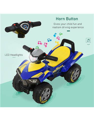 HOMCOM Toddlers Sound Effect PP Quad Bike Walker Yellow-Blue 370-108BU
