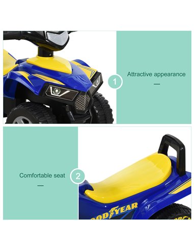 HOMCOM Toddlers Sound Effect PP Quad Bike Walker Yellow-Blue 370-108BU