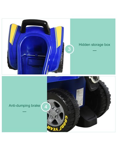 HOMCOM Toddlers Sound Effect PP Quad Bike Walker Yellow-Blue 370-108BU