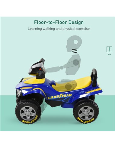 HOMCOM Toddlers Sound Effect PP Quad Bike Walker Yellow-Blue