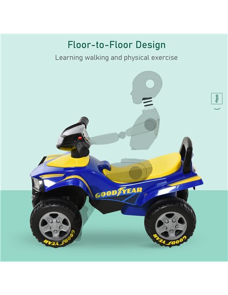 HOMCOM Toddlers Sound Effect PP Quad Bike Walker Yellow-Blue - pic 29055 | FastDaddyshop