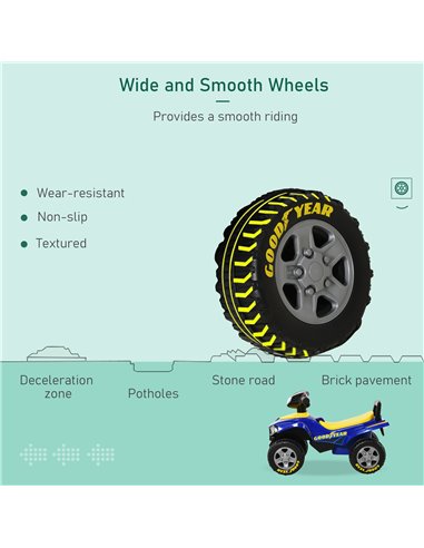 HOMCOM Toddlers Sound Effect PP Quad Bike Walker Yellow/Blue