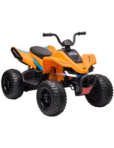 HOMCOM Mclaren Licensed 12V Quad Bike with Slow Start, Music, Headlights, MP3 Slot, Suspension Wheels, for 3-8 Years - Orange
