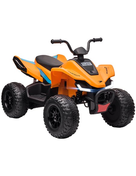 HOMCOM Mclaren Licensed 12V Quad Bike with Slow Start, Music, Headlights, MP3 Slot, Suspension Wheels, for 3-8 Years - Orange - pic 29058 | FastDaddyshop