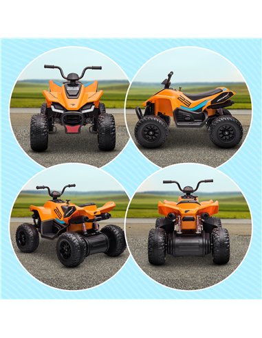HOMCOM Mclaren Licensed 12V Quad Bike with Slow Start, Music, Headlights, MP3 Slot, Suspension Wheels, for 3-8 Years - Orange