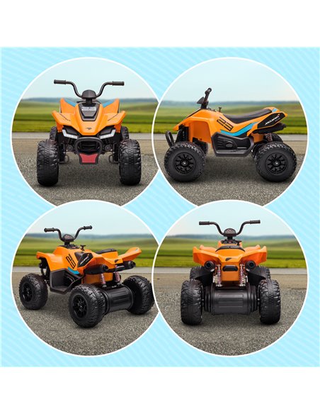 HOMCOM Mclaren Licensed 12V Quad Bike with Slow Start, Music, Headlights, MP3 Slot, Suspension Wheels, for 3-8 Years - Orange - pic 29065 | FastDaddyshop
