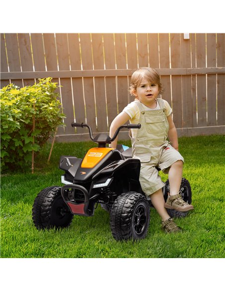 HOMCOM Mclaren Licensed 12V Quad Bike with Slow Start, Music, Headlights, MP3 Slot, Suspension Wheels, for 3-8 Years - Black - pic 29068 | FastDaddyshop