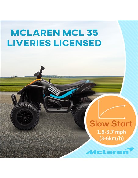 HOMCOM Mclaren Licensed 12V Quad Bike with Slow Start, Black 370-264V70BK - pic 29070 | FastDaddyshop