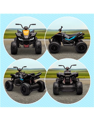 HOMCOM Mclaren Licensed 12V Quad Bike with Slow Start, Music, Headlights, MP3 Slot, Suspension Wheels, for 3-8 Years - Black