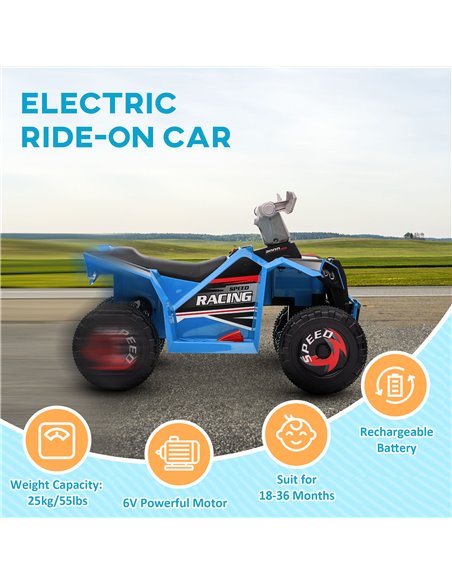 HOMCOM 6V Quad Bike with Forward Backward Function, Blue 370-278V70BU - pic 29089 | FastDaddyshop