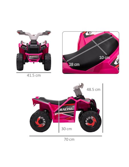 HOMCOM 6V Quad Bike with Wear-Resistant Wheels, Forward Backward Function, for Ages 18-36 Months, Pink - pic 29096 | FastDaddyshop
