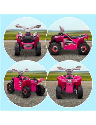 HOMCOM 6V Quad Bike with Wear-Resistant Wheels, Forward Backward Function, for Ages 18-36 Months, Pink