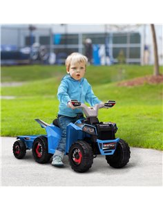 HOMCOM 6V Quad Bike with Back Trailer, Wear-Resistant Wheels, for Ages 18-36 Months, Blue 2