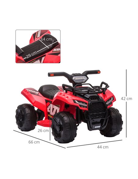 HOMCOM Kids Ride-on Four Wheeler ATV Car with Real Working Headlights, 6V Battery Powered Motorcycle for 18-36 Months, Red - pic 29114 | FastDaddyshop