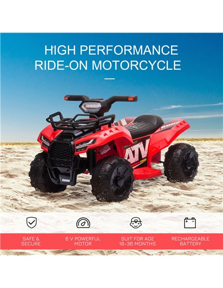 HOMCOM 6V Kids Ride-on Four Wheeler ATV Car with Headlights, Red 370-189V70RD - pic 29115 | FastDaddyshop