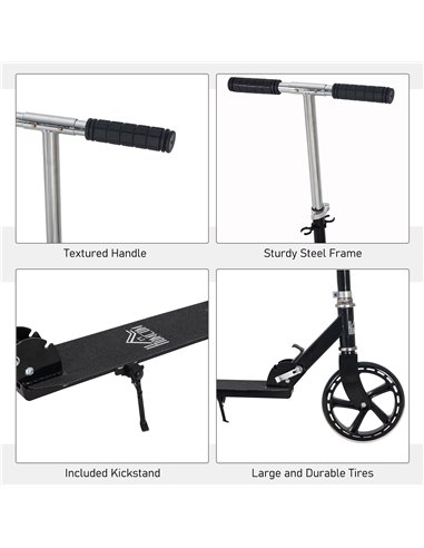 HOMCOM Kids Scooter with Foldable Design, Rear Breaking, Adjustable Height, Black