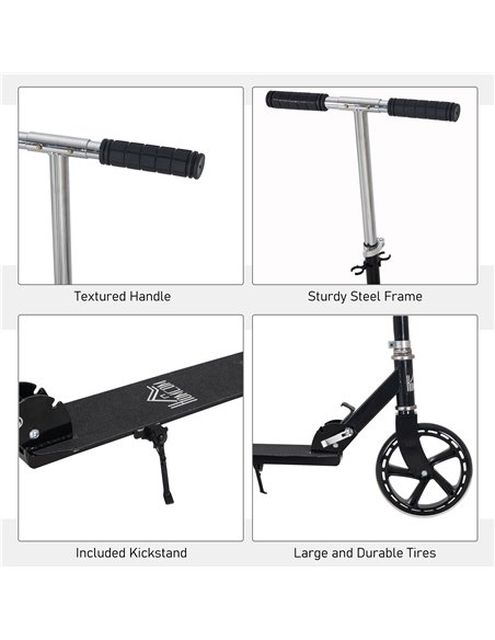 HOMCOM Kids Scooter with Foldable Design, Rear Breaking, Adjustable Height, Black - pic 29144 | FastDaddyshop