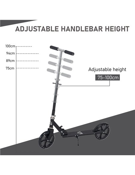 HOMCOM Kids Scooter with Foldable Design, Rear Breaking, Adjustable Height, Black - pic 29147 | FastDaddyshop