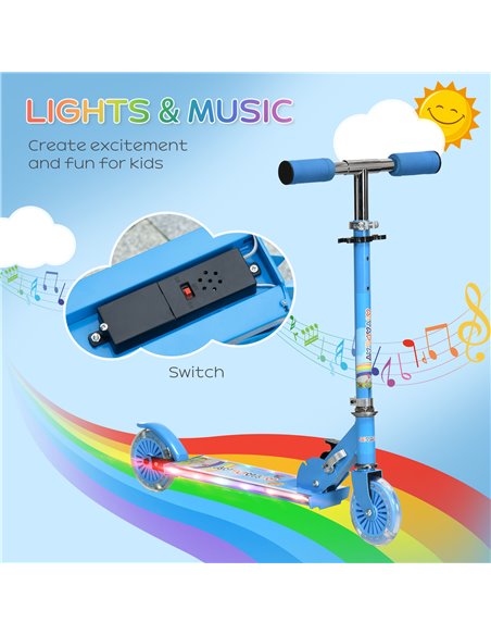 HOMCOM Kids Scooter with Lights, Music, Foldable Frame, Blue 371-047V00BU - pic 29169 | FastDaddyshop