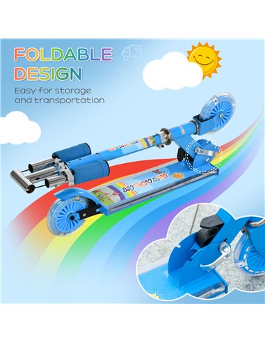 HOMCOM Kids Scooter, with Lights, Music, Adjustable Height, Foldable Frame, for Ages 3-7 Years - Blue