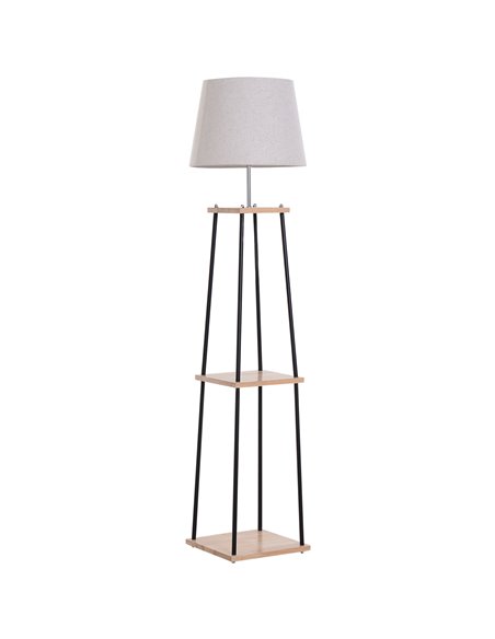 HOMCOM Metal Tripod Floor Lamp w/ 3-Tier Shelves Foot Switch Modern Stylish E27 Lampshade Base  Functional Duo Design - pic 29175 | FastDaddyshop