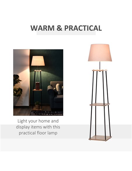 HOMCOM Metal Tripod Floor Lamp with 3-Tier Shelves, Foot Switch B31-135V70 - pic 29178 | FastDaddyshop